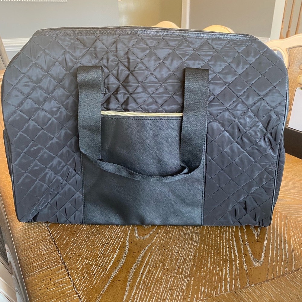 Black Nylon Quilted Duffle Bag